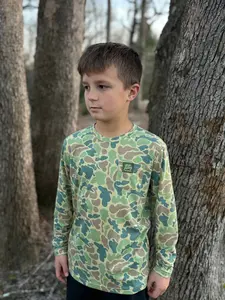 Youth Performance Tee- Blue and Green Camo