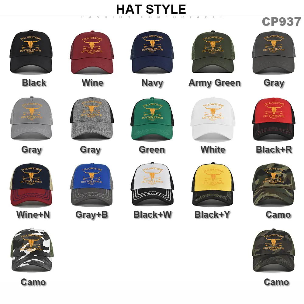 Cross-border Yellowstone baseball cap, silk-printed Yellowstone mesh cap, printed duckbill cap, unisex washable breathable sun hat Cross-border Yellowstone baseball cap, silk-printed Yellowstone mesh cap, printed duckbill cap, unisex washable breathable sun hat