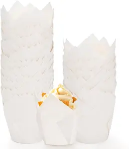 200pcs White Tulip Cupcake Liners for Baking Cups.