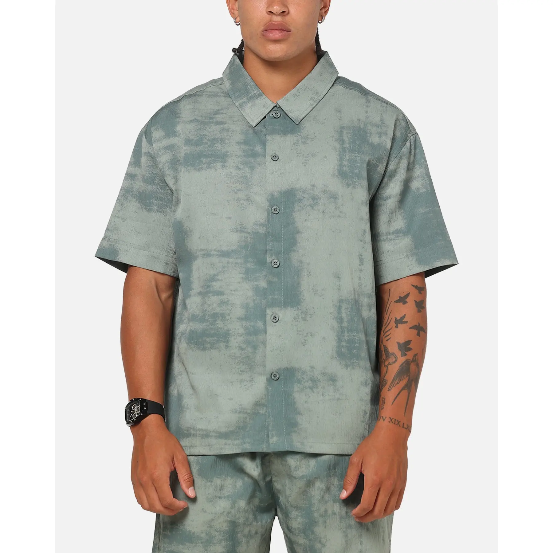 Saint Morta Solis Textured Button Up Shirt Petrol Green