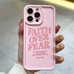 A Pink Featuring English Letter Quotes with a Minimalist Design Phone Case Compatible with iPhone 17 Pro Max 16 16e 15 14 Plus 13 12 Mini 11 Air XR X XS Pattern TPU Lens Protection Durable Soft Cover Gift