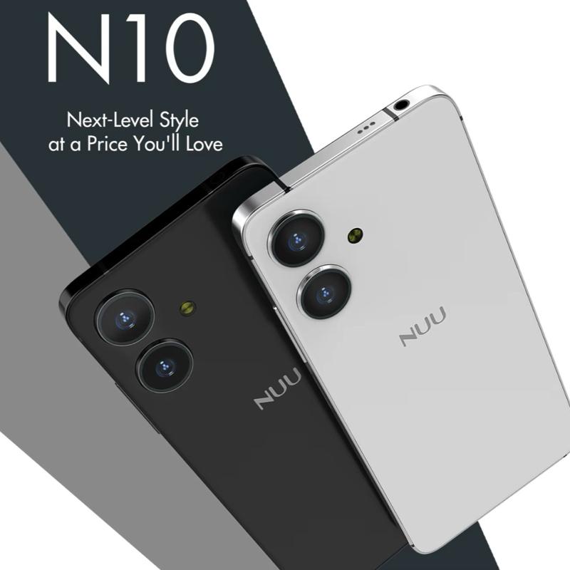 NUU N10 Unlocked Android Smartphone 6.6" 90Hz Display 8GB RAM 128GB Storage Black Phone with 18.96 Wh Lithium-Ion Battery