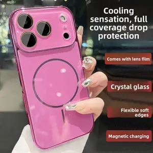 Ice Glossy Glass Magnetic Case for iPhone 17 Pro Max/16 Pro/15/14/13 Shockproof Protector Casing Cover with Lens Film Crystal Glass Flexible Soft Edges phone case phone cases iphone 17 pro max cases girls iphone 17 phone case iphone 17 pro case