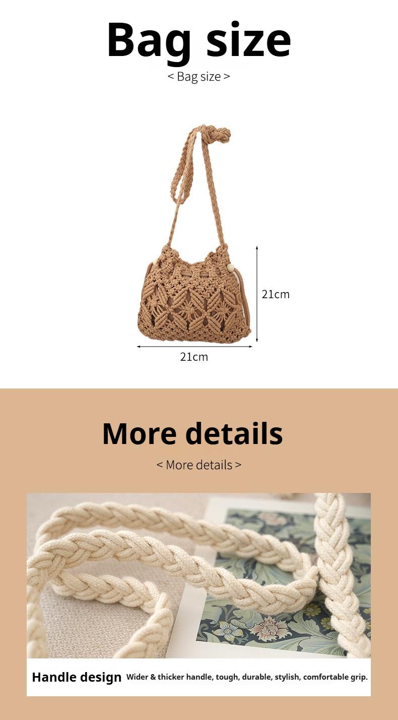 2026 New Summer Korean Style Drawstring Woven Lucky Bag Crossbody Bag Women's Popular Fashionable Versatile Straw Bag