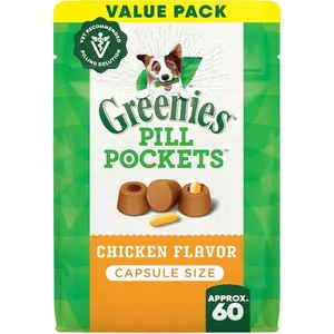 Pill Pockets for Dogs Large Size, Soft Dog Treats, Chicken Flavor, 15.8 oz. Pouch (60 Treats)