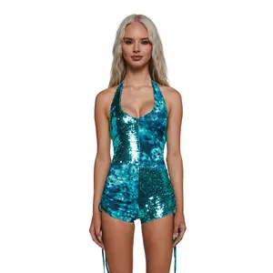 Endless Horizon Shredded Romper - Blue