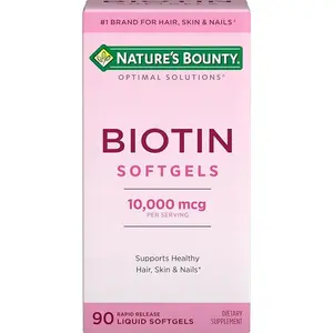 Nature's Bounty Biotin 10000mcg Supplement, Supports Healthy Hair, Skin and Nails, Optimal Solutions Hair Vitamin with Biotin, 90 Rapid Release Liquid Softgels