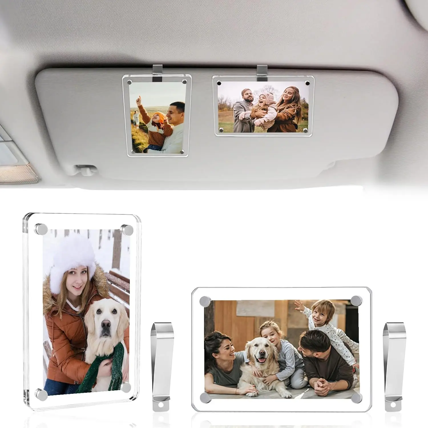 2 Pack  Visor Photo Clip,   Visor Clip Photo Frame,  Picture Holder, Personalized  Decorations, Decorate Your  Visor with Family or Personal Photos