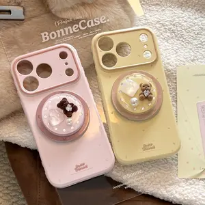 Bala Powder Cute Bear Magnetic Stand Compatible with iPhone 17 Pro Max, 16 Pro Max, 15 Pro Max and 14 Pro Cases, Creative, Stylish and Protective Phone Case Cover, Casing, Accessories, Smartphone Cover