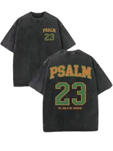 PSALM 23 Unisex Washed Christian Shirt 'THE LORD IS MY SHEPHERD' Vintage Retro Double Sided Printed 230 Heavyweight Pure Cotton T-Shirt High Quality Christian Gifts for Men Women and Youth vintage t-shirt casual menswear bakugo style top pure cotton 'jesu