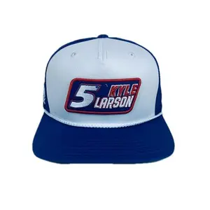 Checkered Flag Sports Kyle Larson #5 NASCAR 2025 Patched Name Number Rope Snapback Blue Mesh Hat