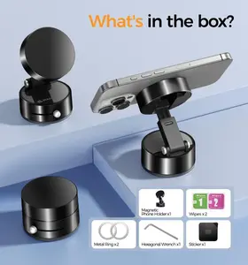 Magnetic Phone Holder Stand, Adjustable & Foldable, Strong Suction Cup, Vacuum Adsorption, Portable Multifunctional Mobile Phone Stand for Car & Multi-Scene Use vacuum magnetic ideal forcar manual magnetic vacuum adsorption magsafe  magic