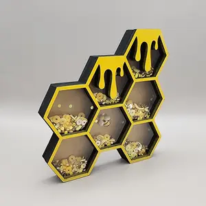 Honey Comb Shaker Sign, Honey Comb Glitter Sign, Bumble Bee Decor, Wood Honey Comb, Bee Tiered Tray Decor, Bee Lover Gift