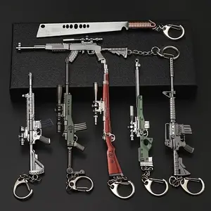 Pubg Keychain, Pubg Game Accessories Model, Anime Gun Keychain Set, Alloy Mini Metal Weapon Model, Perfect Bag and Table Decor, Ideal Gift