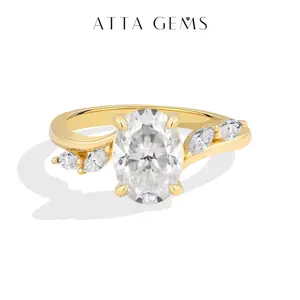 ATTAGEMS Classic 2.5CT Oval Cut VVS1 Lab-Grown Moissanite Ring for Women 925 Sterling Silver Ring Romantic Proposal Engagement Gift for Her Fine Jewelry R386