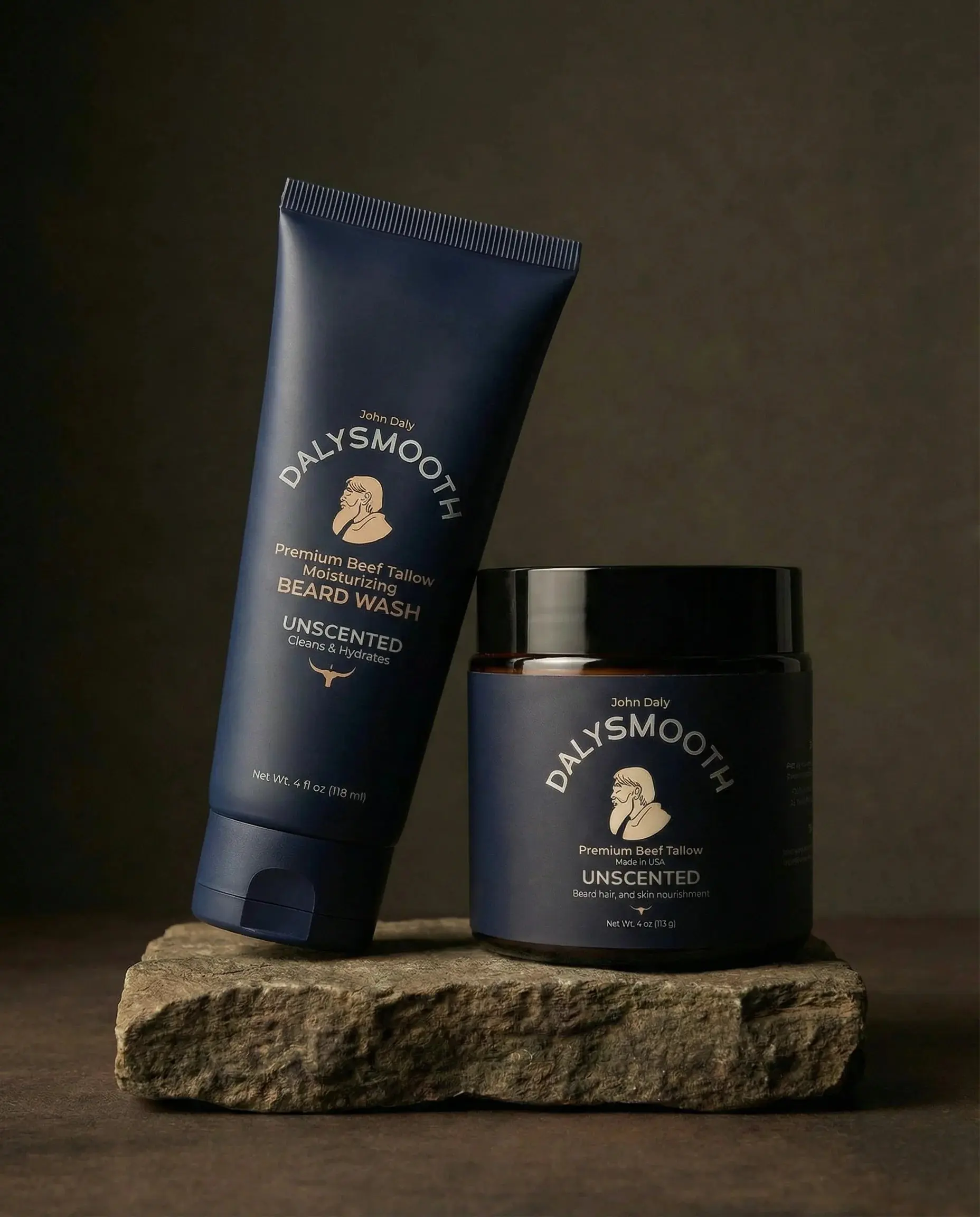 UNSCENTED SMOOTH SET - BEEF TALLOW BEARD AND SKIN BALM - BEEF TALLOW BEARD AND FACE WASH