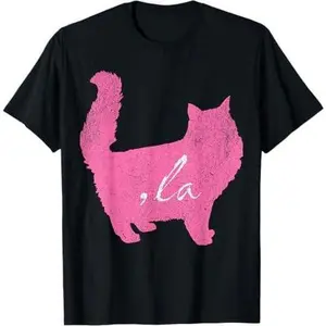 ,la/ Comma la/Comma la in A Pink Cat Silhouette T-Shirt