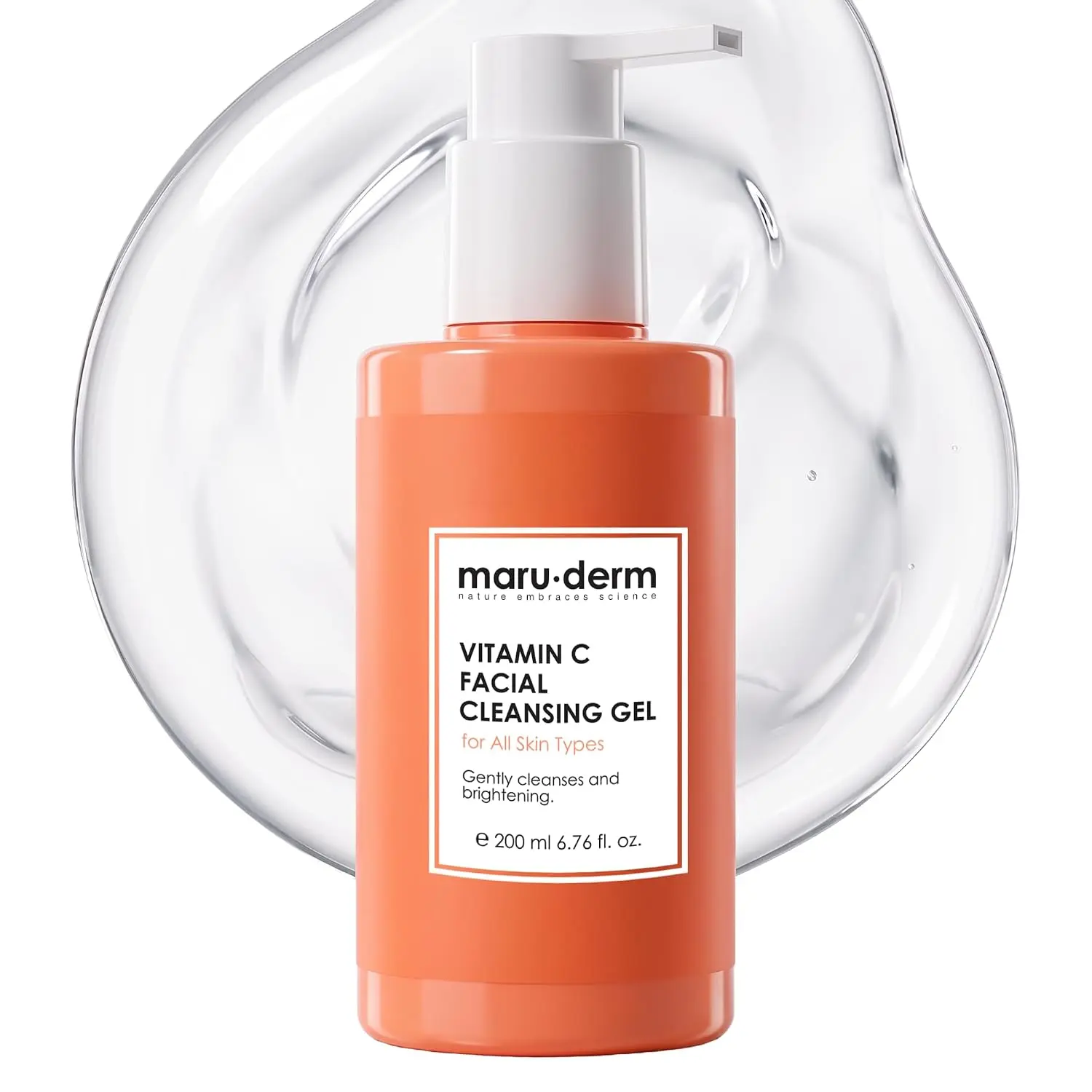 Maruderm Vitamin C Facial Cleansing Gel with 3-O-Ethyl Ascorbic Acid, Sodium Ascorbyl Phosphate & Niacinamide - Brightening, Non-Stripping Daily Cleanser for Hydrating Support, 6.76 fl. oz. (200 ML)