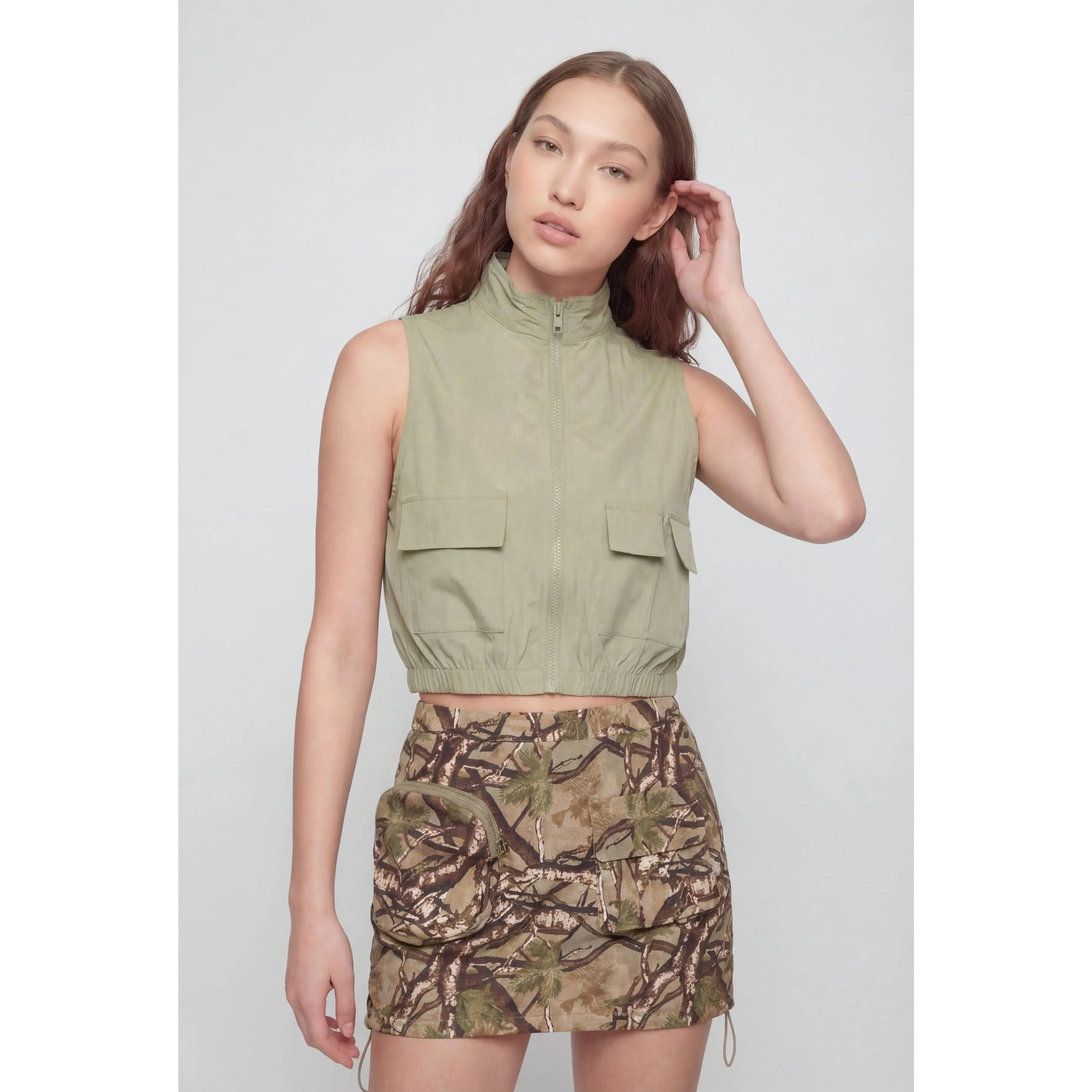 Rosalyn Cargo Crop Windbreaker Vest