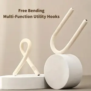 Free Bending Multi-Function Utility Hooks, Fold-able Aluminium Load-bearing Hangers, Multipurpose for Wardrobe Desk Cabinet Car Headrest Phone Holder and Cable Tie