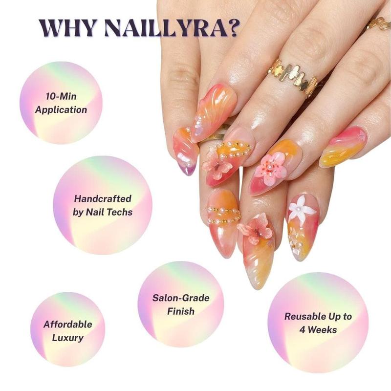 Cat Eye Press On Nails Coffin Blue Gray Chrome Studded Abstract French Tip Fake Nails