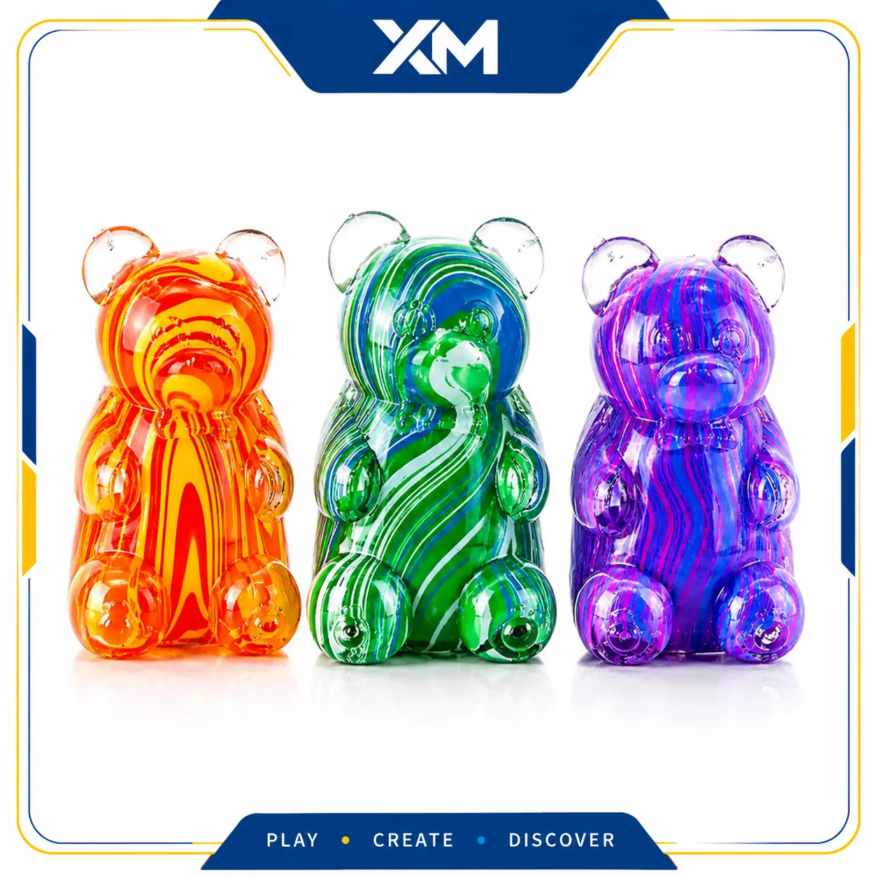 XM Gummy Bear Squishy Toy, Cute Sensory Stress Ball, Soft Squeeze Fidget Toy for Kids & Adults