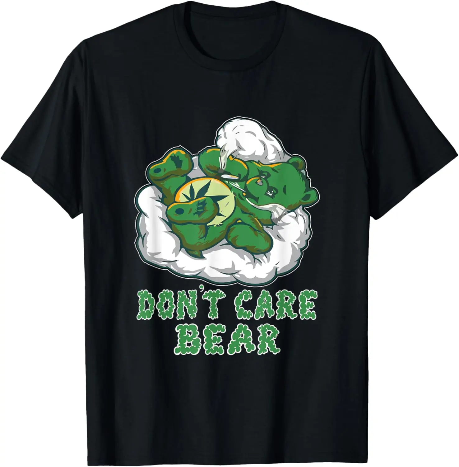 Funny Bear Smoking Weed Cannabis Marijuana 4 20 Stoner Gift Summer Casual Shortsleeve Cotton T-Shirt