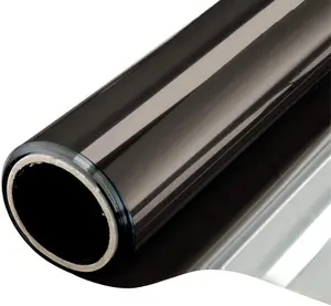 Window Film One Way Mirror Film Daytime Privacy Static Non-Adhesive Decorative Heat Control Anti UV Window Tint for Home and Office Black Silver 6 Mil 17.5 Inch x 6.5 Feet