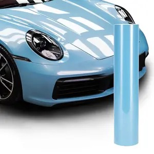 RCWRAP Ice Blue Vinyl Wrap, 1ft X 5ft Gloss Light Blue Vinyl Wraps Film Foll - Air Release Self Adhesive Vehicle Interior/Exterior Sticker - Automotive Vinyl Wraps for Car Decal DIY