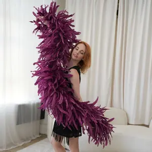 ZUCKER Limited Edition Purple Coque Tail Feather Boa 2 Yards for Burlesque Stage Performance Eco-Friendly Fashion & Costume Design