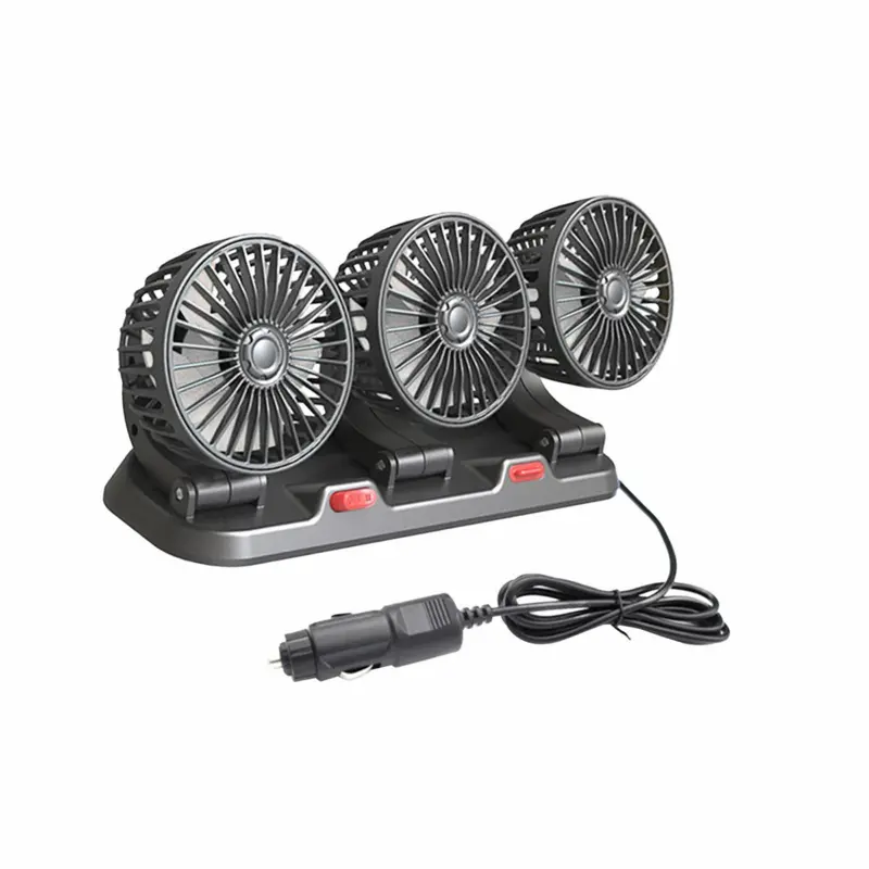 Car Cooling Fan Triple Head 360 Degree Rotate Car Dashboard Electric Fan