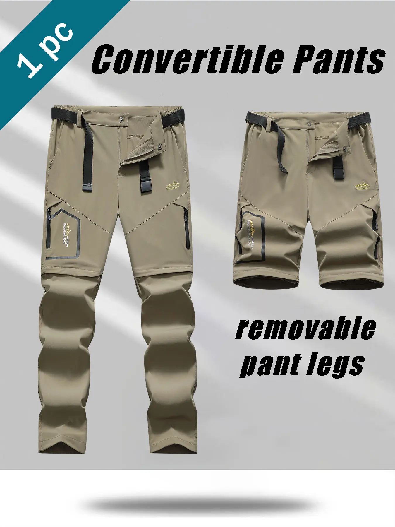 Detachable Two-Piece Quick-Dry Outdoor Work Pants, Multi-Pocket Adjustable Waistband, Anti-Dirty Wearable, Hiking Climbing Adventure Pants, Trouser
