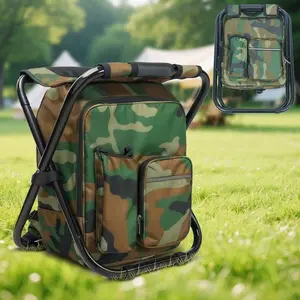Folding Backpack Chair, Portable Backpack Stool For Outdoor Hiking Hunting Travel, Ice Chest Backpack Chair With Backrest, Suitable For Camping, Fishing, Hunting, Tailgating, Picnic Lunch Box Stool