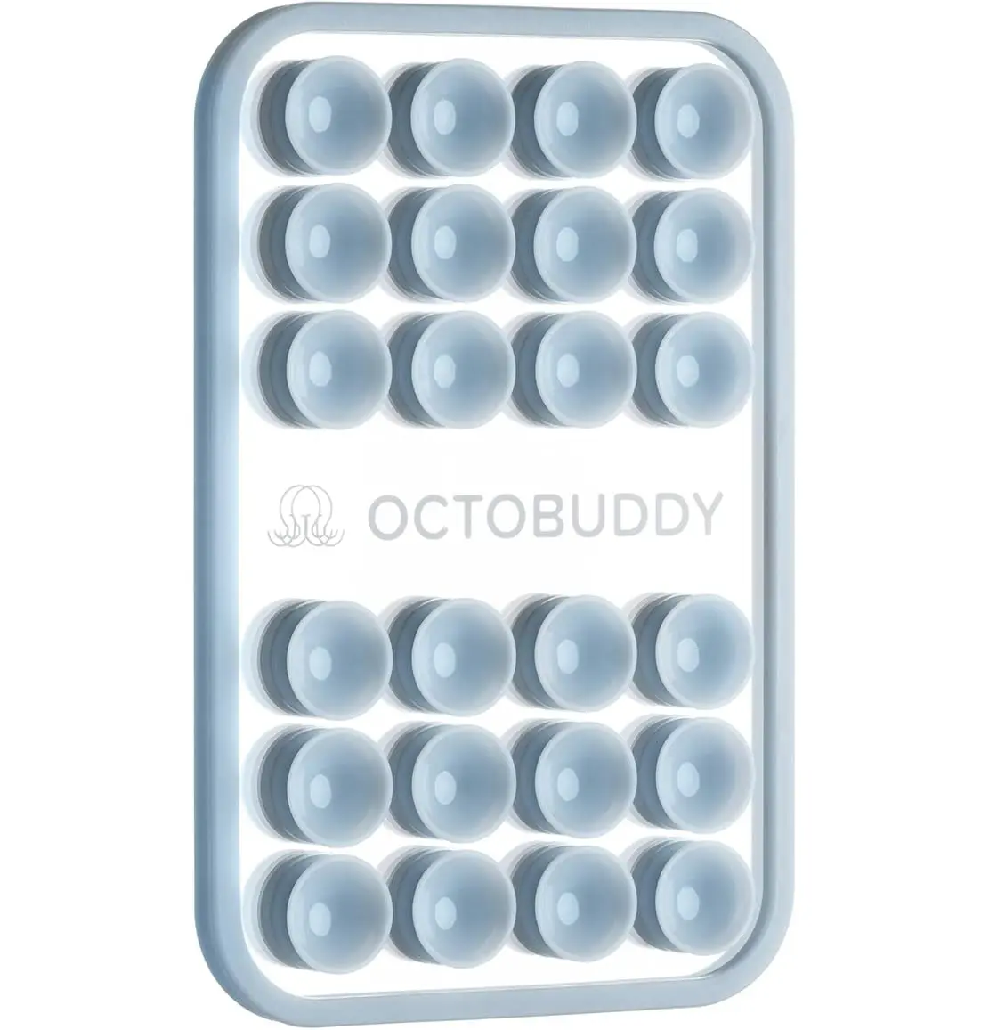 OCTOBUDDYS Silicone Mobile Phone & Pad Holder - Exclusive Suction Cup Mount, Built-in Mirror, Silver Swirl Stick for Hands-Free Videos (2.6" x 3.9")