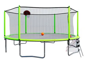 16 FT Trampoline Trampolines with Basketball Hoop Pump, Outdoor Trampoline with Safety Enclosure Net and Ladder for Kids and Adults