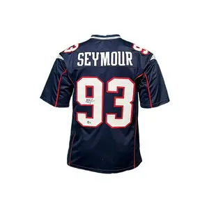 Richard Seymour Autographed Pro Style Navy Blue Football Jersey ( Beckett )
