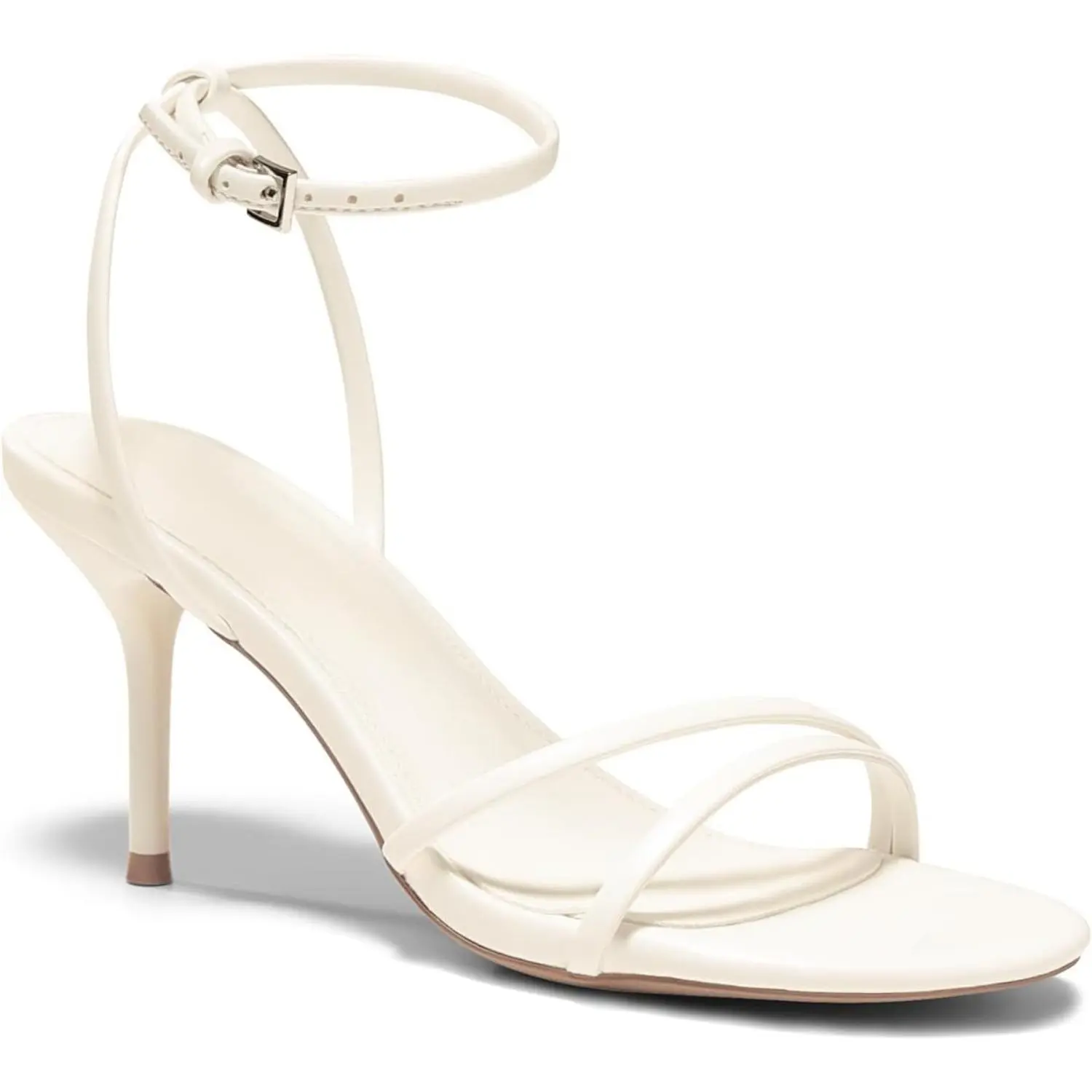 Coutgo Women's Elegant Strappy High Heels Sandals - Plain Design, Adjustable Ankle Strap, Open Almond Toe, Elegant Sandals, Ankle Strap Footwear, Sandals Women
