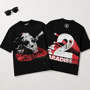 Hell star Skull Graphic T-Shirt, TikTok Viral Y2K Oversized Streetwear Tee, Black Gothic Grunge Hip Hop Harajuku Short Sleeve Top, Unisex Summer Casual Party Festival Outfit for Men Women