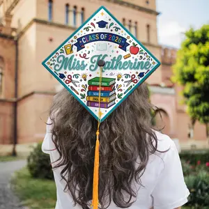 Personalized Class Of 2026 Teacher Graduation Cap Topper Future Educator Grad Hat Cover Teaching Major Mortarboard Decal Decor