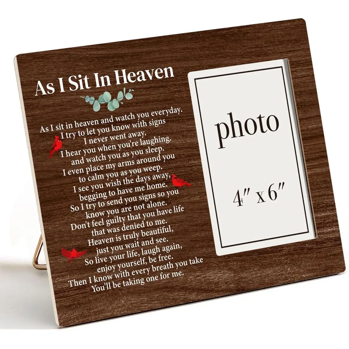 Sympathy   Picture Frame, Memorial  for Loss of Loved One, As I Sit in Heaven Picture Frames, 4 x 6 Inch Photo