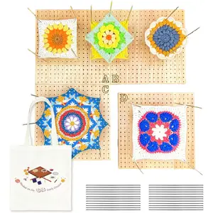 18" x 18" Crochet Blocking Board 4-in-1,  Splicing Large Granny Square Blocking Board with 40 5.9" Pegs for Crochet Knitting Projects,Gifts for Crocheters