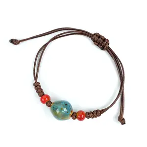 LUMAWU Ceramic Bead Woven Bracelet, Random Style, Versatile Match