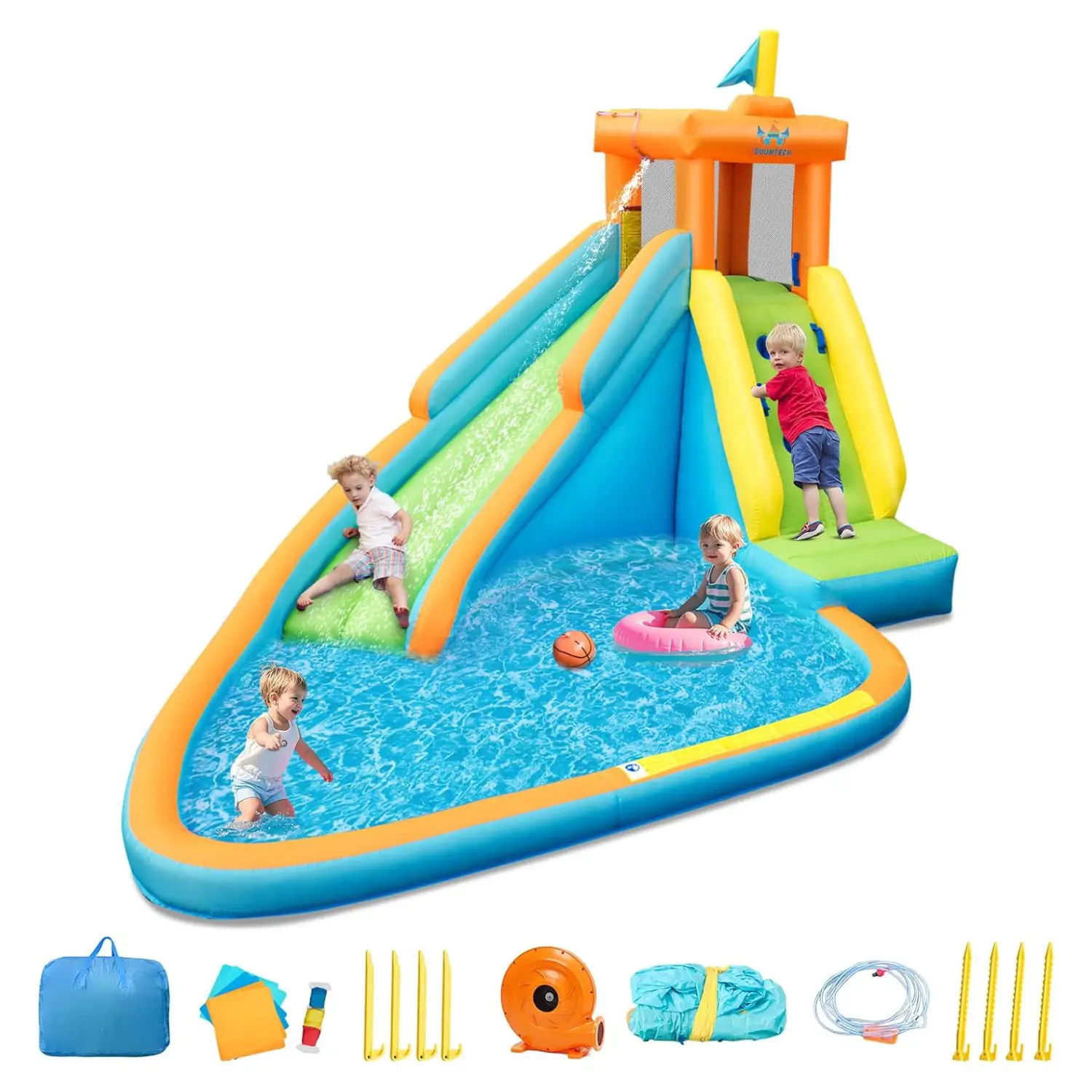 Costzon - Inflatable Mighty Bounce House Jumper with Air Blower, Inflatable castle for Backyard,Outdoor,Party Gift for kids children,FathersDayGift