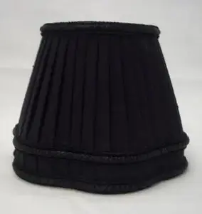 Black Scallop Gallery Pleat Chandelier Shade – 3" Top, 5¼" Bottom, Gold Lining
