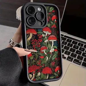 High-End Fashion Forest Mushroom Design TPU Case for iPhone 17 Pro Max 16 16e 15 14 Plus 13 12 Mini 11 Air X XS Straight Edge Drop-Resistant Rugged Durable Cover Shell Gift 2D printing Protection Silicone
