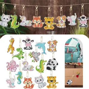 15-Pcs Handmade Animal Diamond Painting Keychain Kits, DIY 5D Full Drill Round Diamond Art Craft for Beginners, Acrylic Animal Theme Charms for Backpack & Shoulder Bag Accessories - Tools & Hardware.