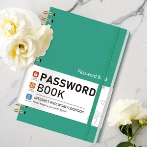 A5 Password Notebook, Spiral Bound Account Management Book, Alphabet Index Website Login Organizer, Portable Memo Pad with Strap