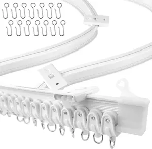 UrbanRed Flexible Bendable Ceiling Curtain Track 9.8FT 3m Mount for Rail with Curtain Tracks System Room Divider Curtains Rod RV Ceiling Track for Curtains White Shower Curtain Track System