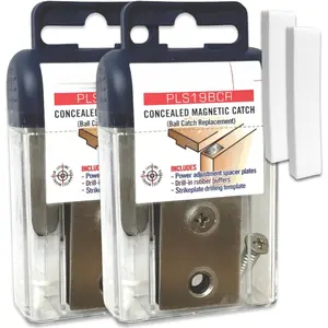 Magnetic Door Catch, Ball Catch Replacement Hardware for Closet or Double Doors, Precision Lock 2-Pack with Foam Pads