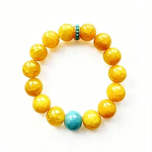 Yellow and Blue Good Luck, Wealth-Attracting Costume Jewelry Bracelet for Fashion Accessories Enthusiasts
